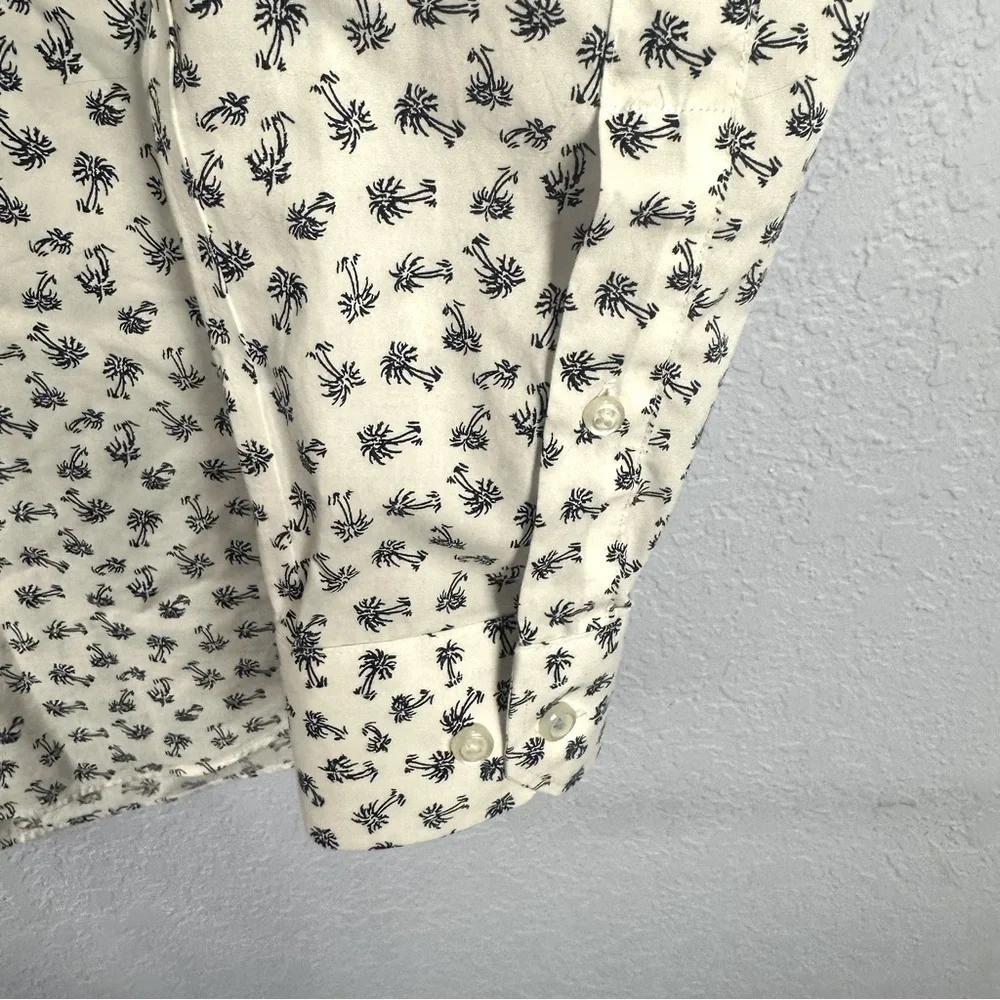 Banana Republic Mens Grant Slim Fit Palm Tree Button Down M No Iron Cotton Shirt